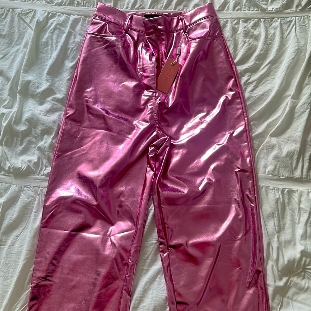 Metallic pink pants
